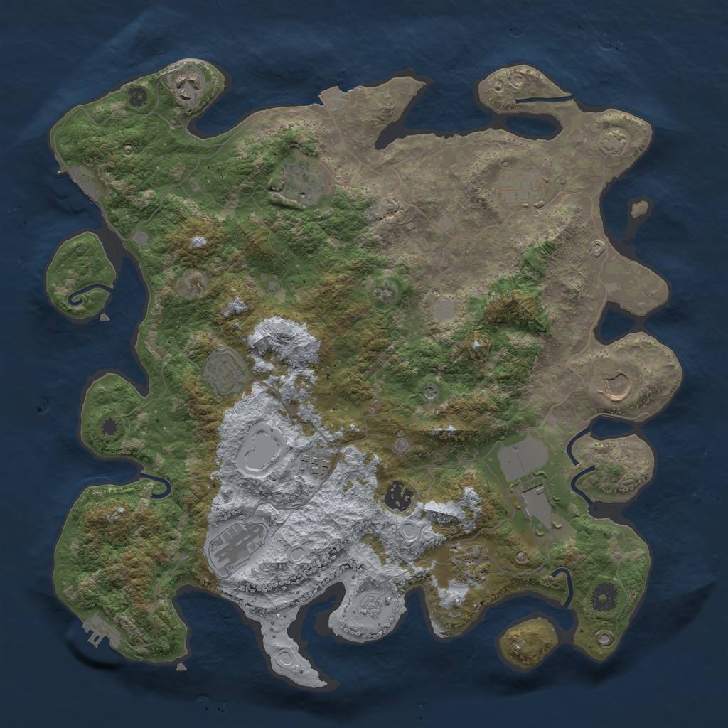 Rust Map: Procedural Map, Size: 3900, Seed: 80361561, 18 Monuments