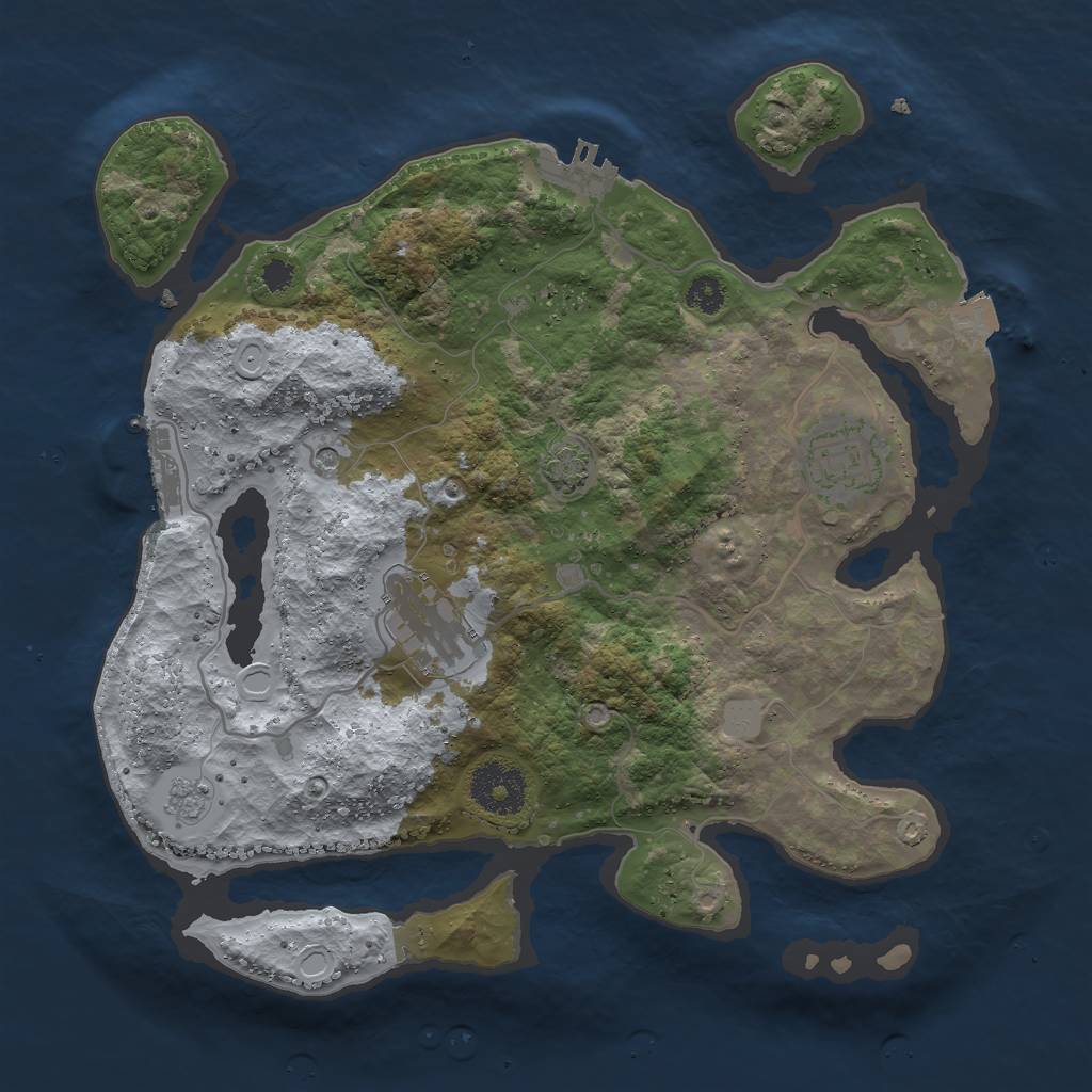 Rust Map: Procedural Map, Size: 3000, Seed: 21693, 10 Monuments