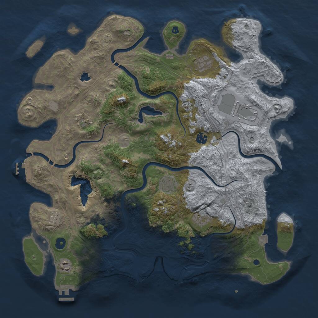 Rust Map: Procedural Map, Size: 4300, Seed: 49250164, 14 Monuments