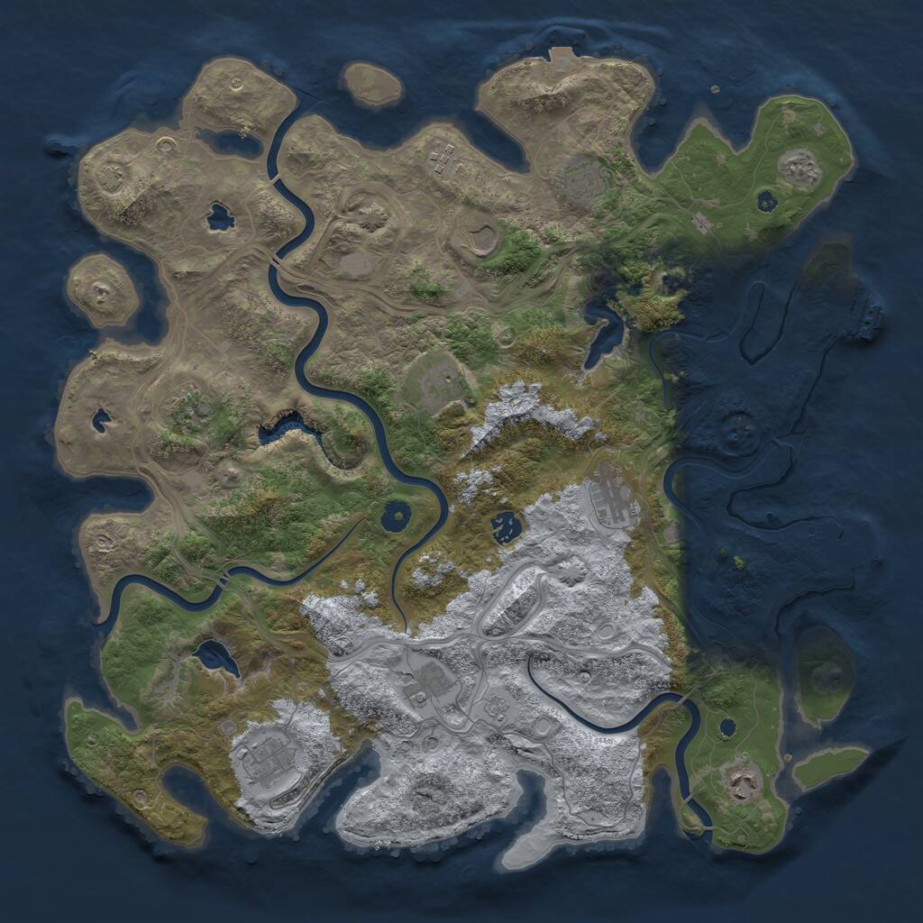 Rust Map: Procedural Map, Size: 4500, Seed: 6731, 16 Monuments