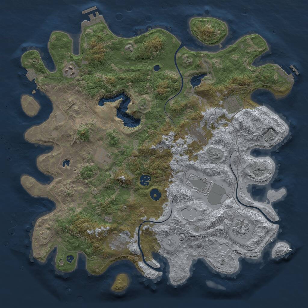 Rust Map: Procedural Map, Size: 4100, Seed: 1428480, 15 Monuments
