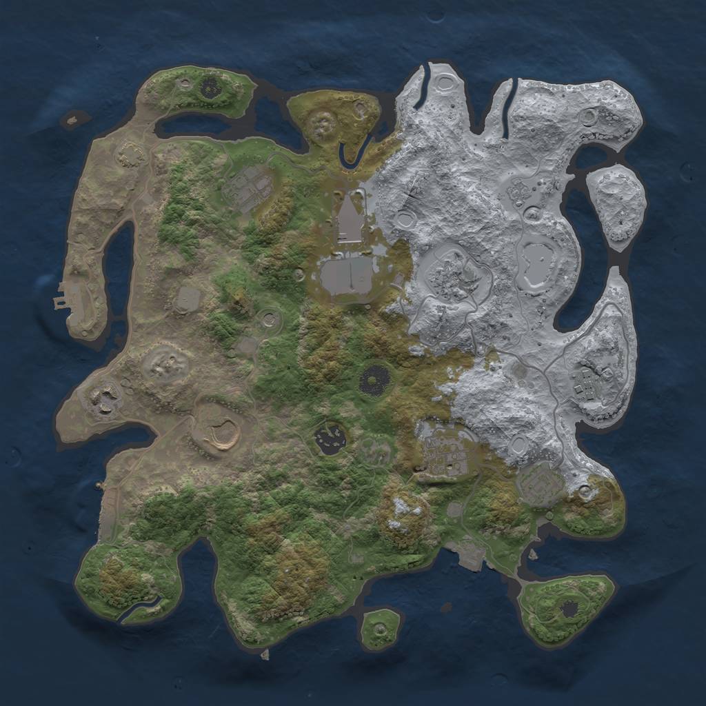 Rust Map: Procedural Map, Size: 3500, Seed: 1810324427, 17 Monuments