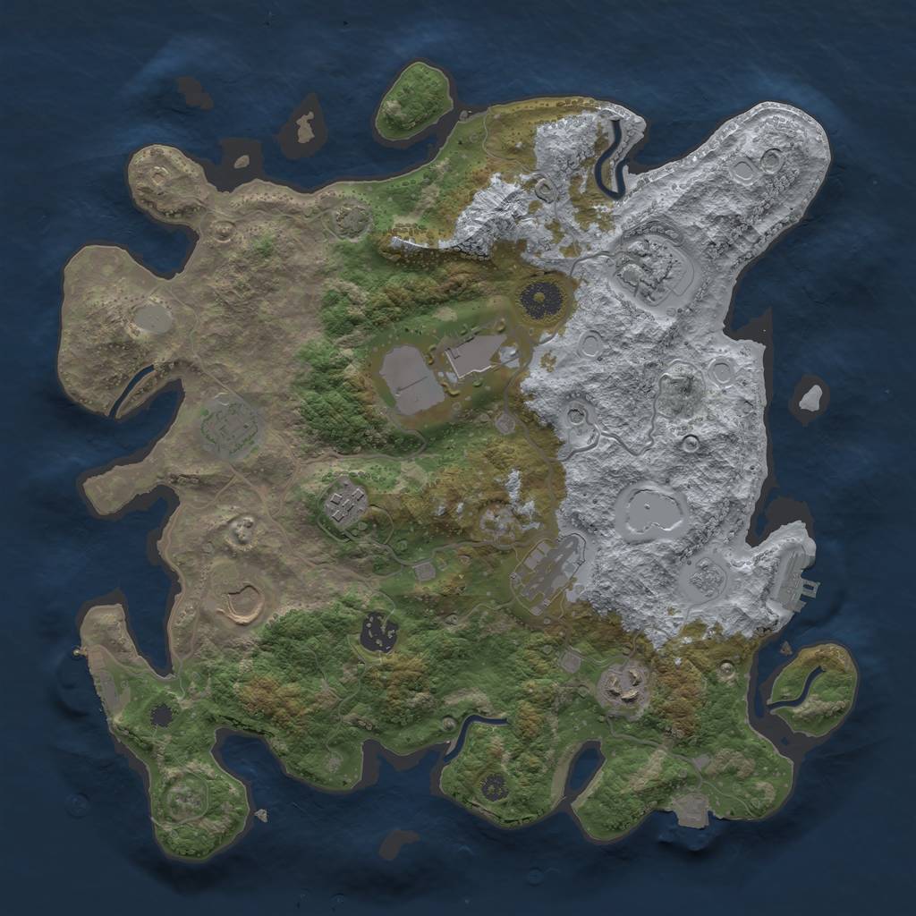 Rust Map: Procedural Map, Size: 3500, Seed: 660302032, 16 Monuments