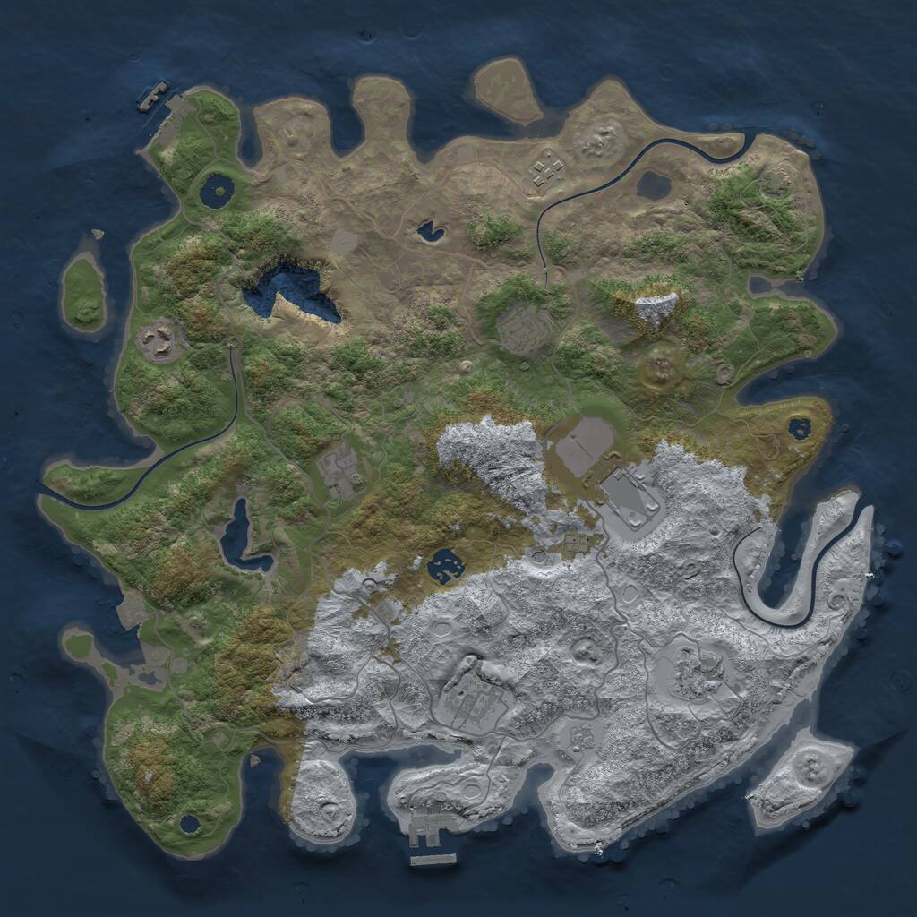Rust Map: Procedural Map, Size: 4050, Seed: 56041956, 14 Monuments