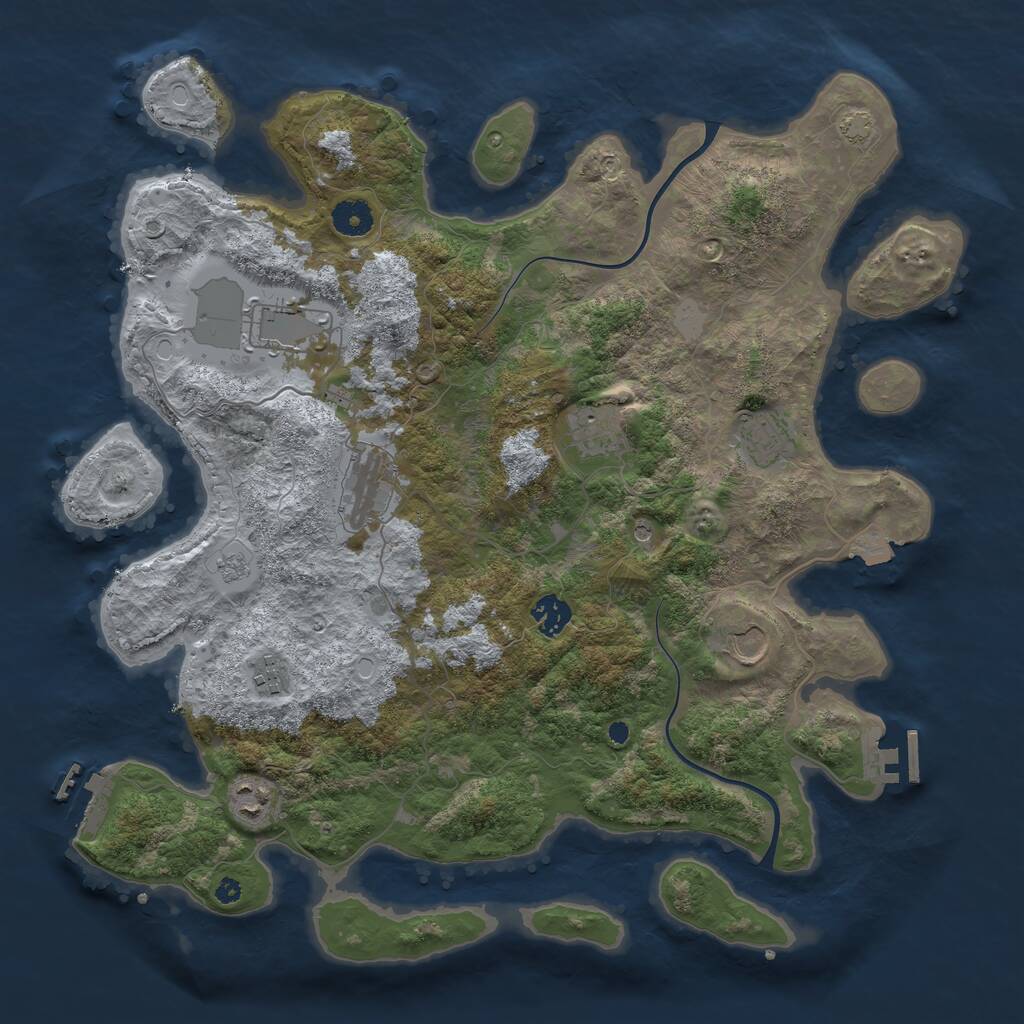 Rust Map: Procedural Map, Size: 3950, Seed: 86312326, 14 Monuments