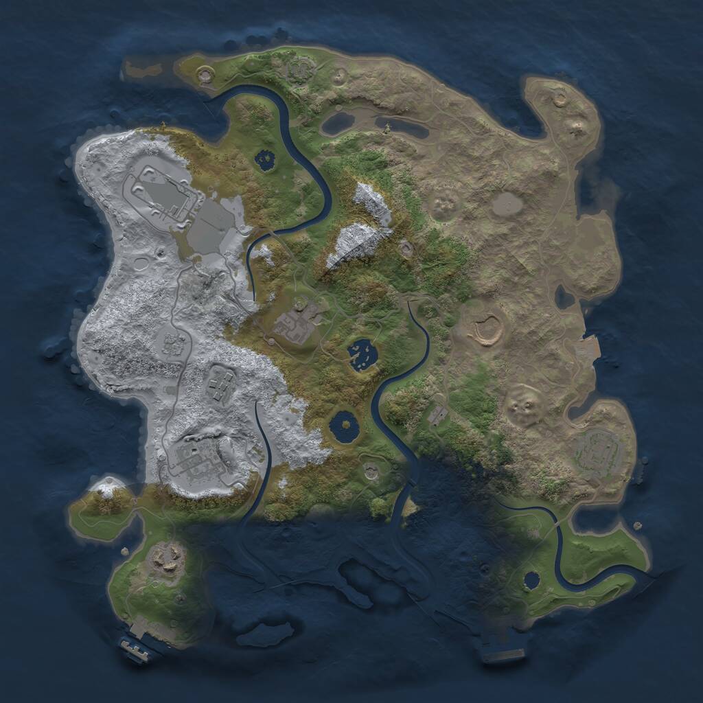 Rust Map: Procedural Map, Size: 3500, Seed: 302191727, 14 Monuments