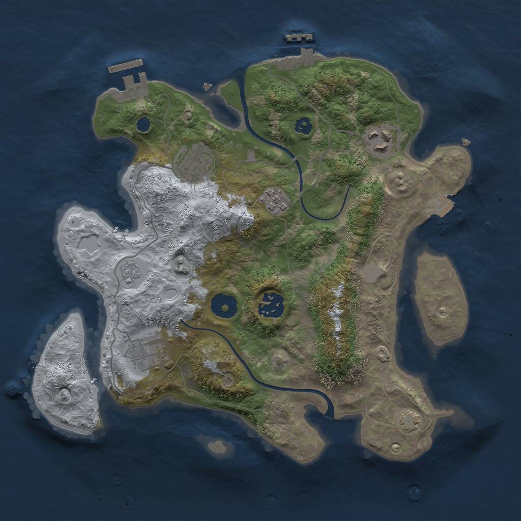Rust Map: Procedural Map, Size: 3000, Seed: 9379992, 10 Monuments