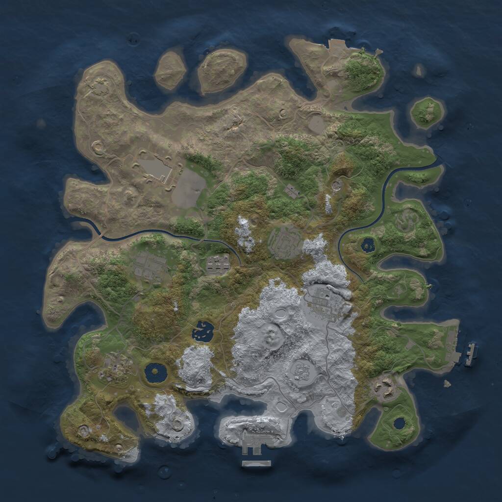 Rust Map: Procedural Map, Size: 3500, Seed: 455117650, 14 Monuments