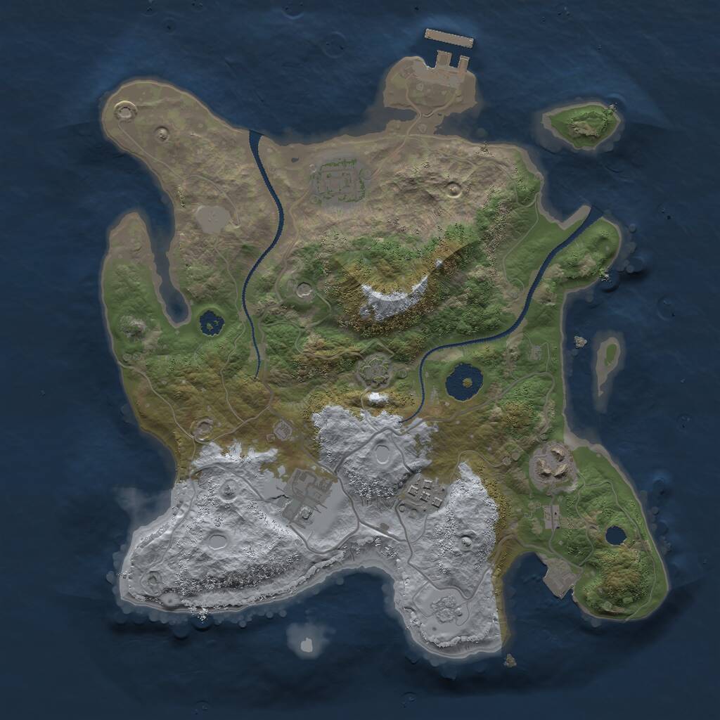 Rust Map: Procedural Map, Size: 3000, Seed: 1623371, 9 Monuments