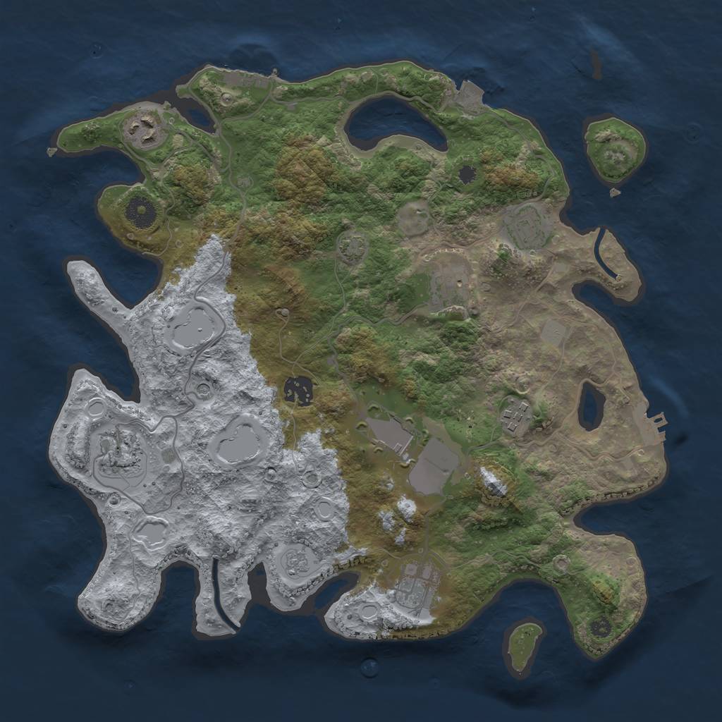 Rust Map: Procedural Map, Size: 3500, Seed: 571344280, 16 Monuments