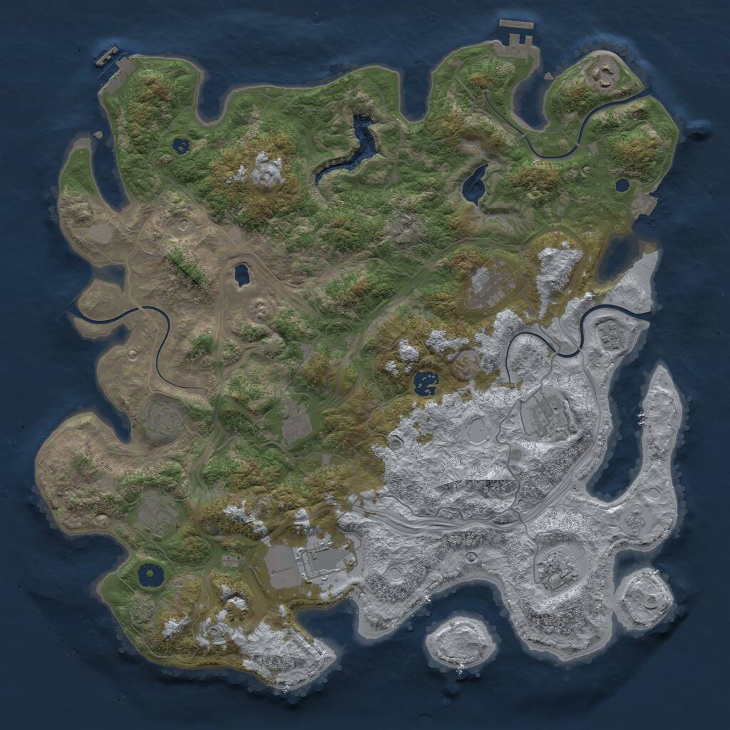 Rust Map: Procedural Map, Size: 4300, Seed: 28138559, 16 Monuments