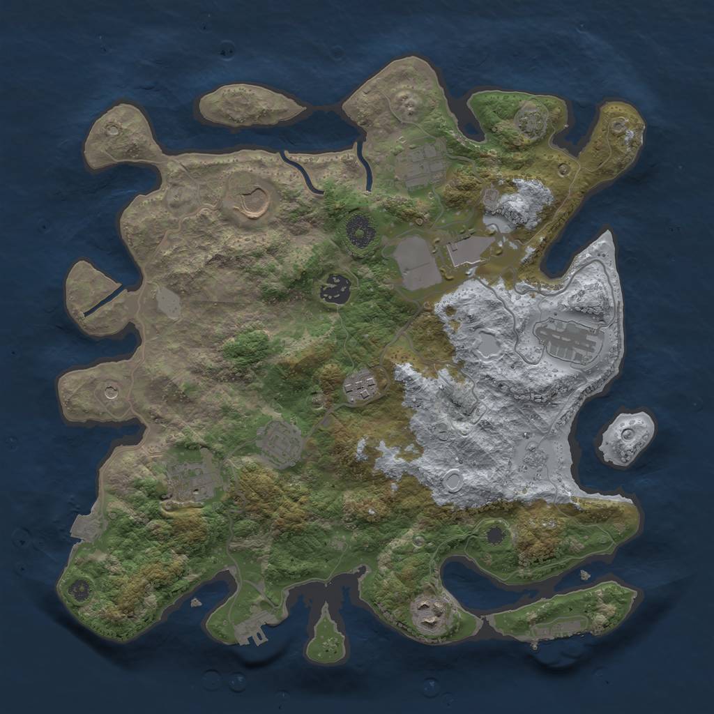 Rust Map: Procedural Map, Size: 3500, Seed: 7726, 17 Monuments