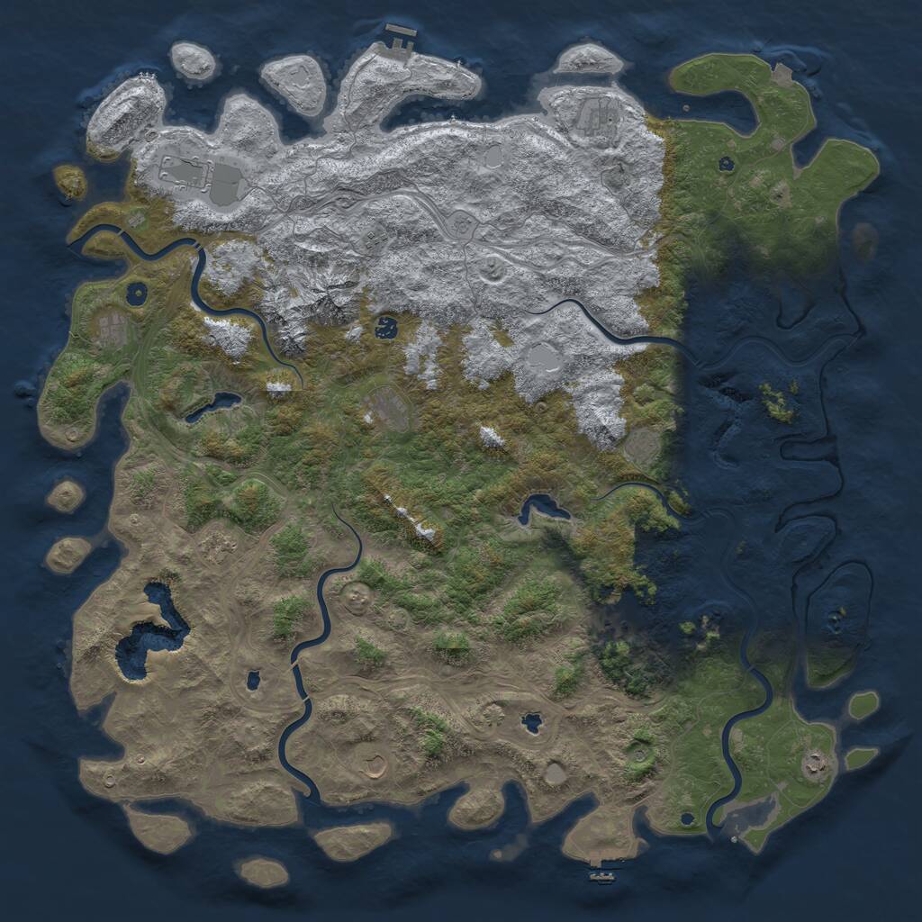 Rust Map: Procedural Map, Size: 6000, Seed: 472147947, 17 Monuments