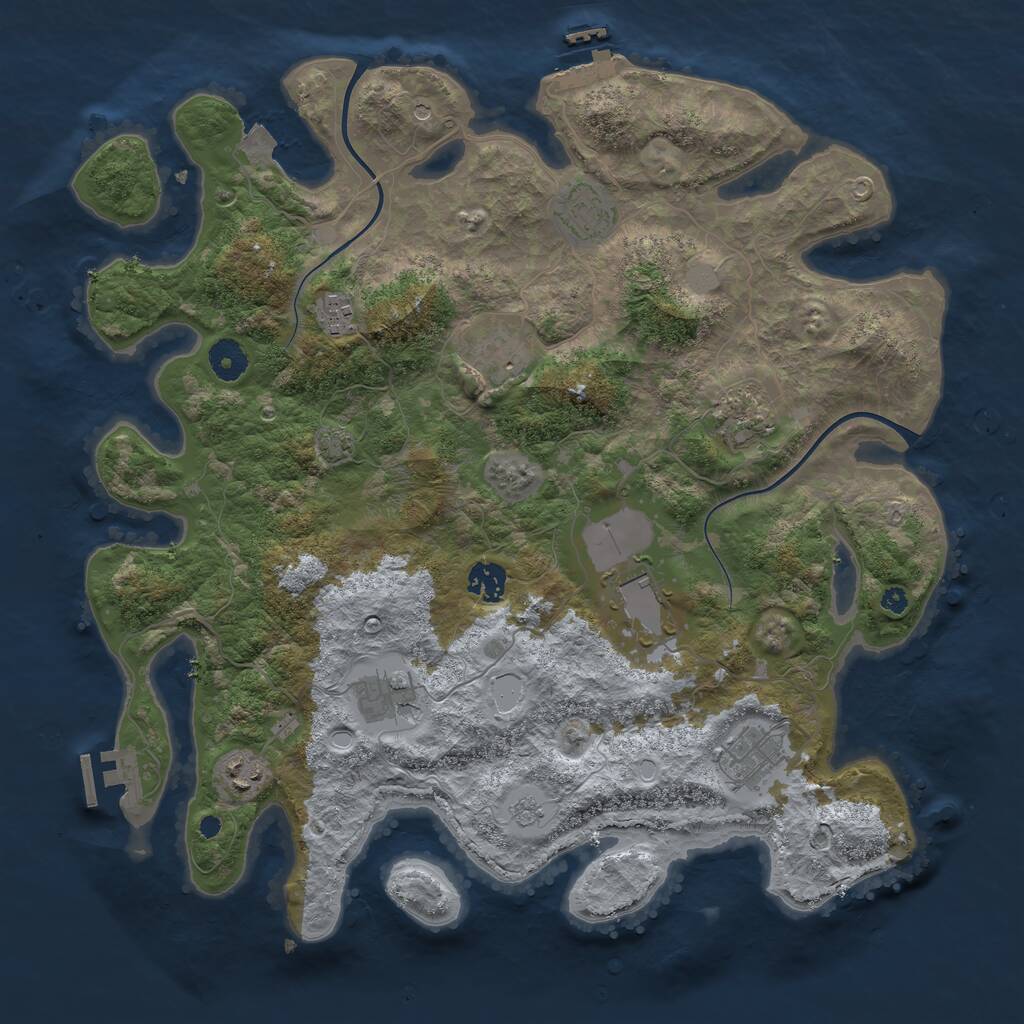 Rust Map: Procedural Map, Size: 3900, Seed: 74360138, 15 Monuments