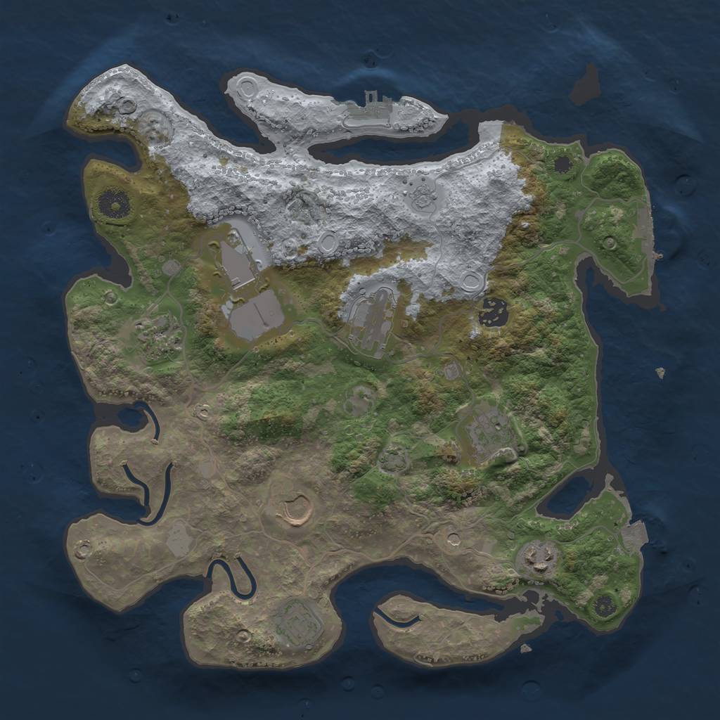 Rust Map: Procedural Map, Size: 3500, Seed: 517885452, 16 Monuments