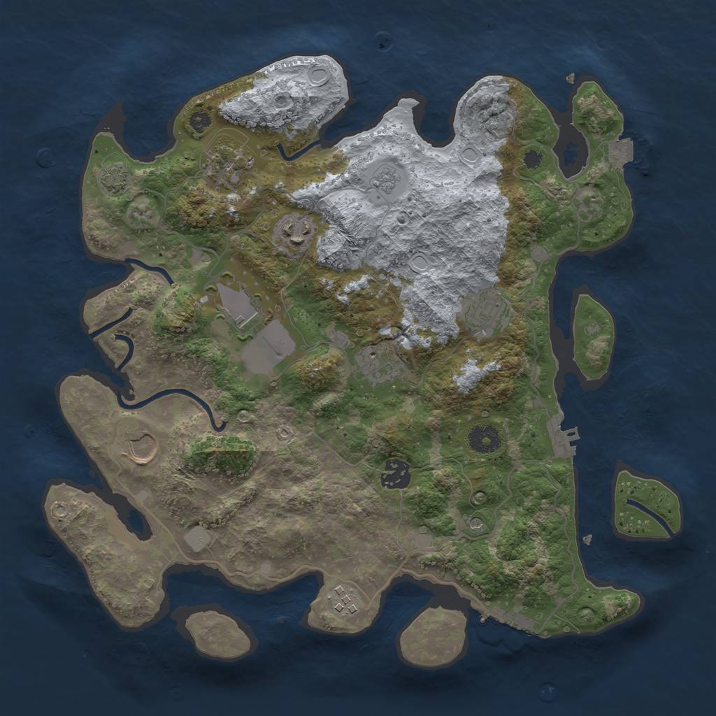 Rust Map: Procedural Map, Size: 3500, Seed: 186083302, 16 Monuments