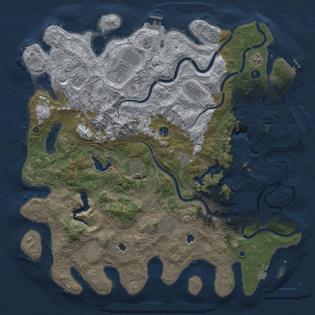 Rust Map: Procedural Map, Size: 5000, Seed: 880630, 16 Monuments