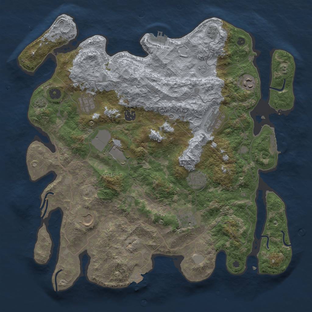 Rust Map: Procedural Map, Size: 4000, Seed: 39013672, 17 Monuments