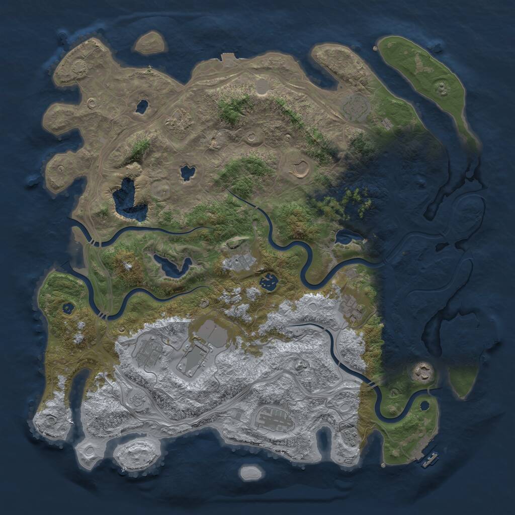 Rust Map: Procedural Map, Size: 4500, Seed: 32027041, 17 Monuments