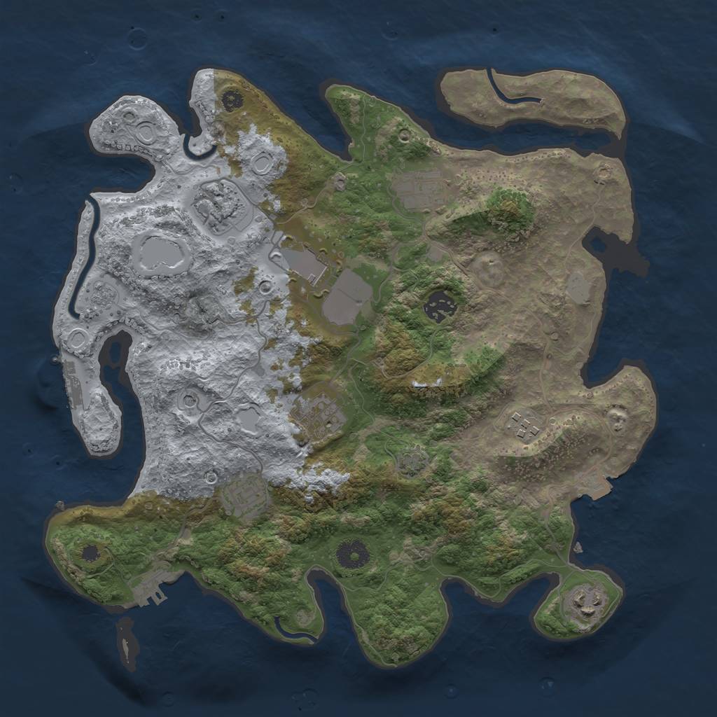 Rust Map: Procedural Map, Size: 3500, Seed: 377427824, 16 Monuments