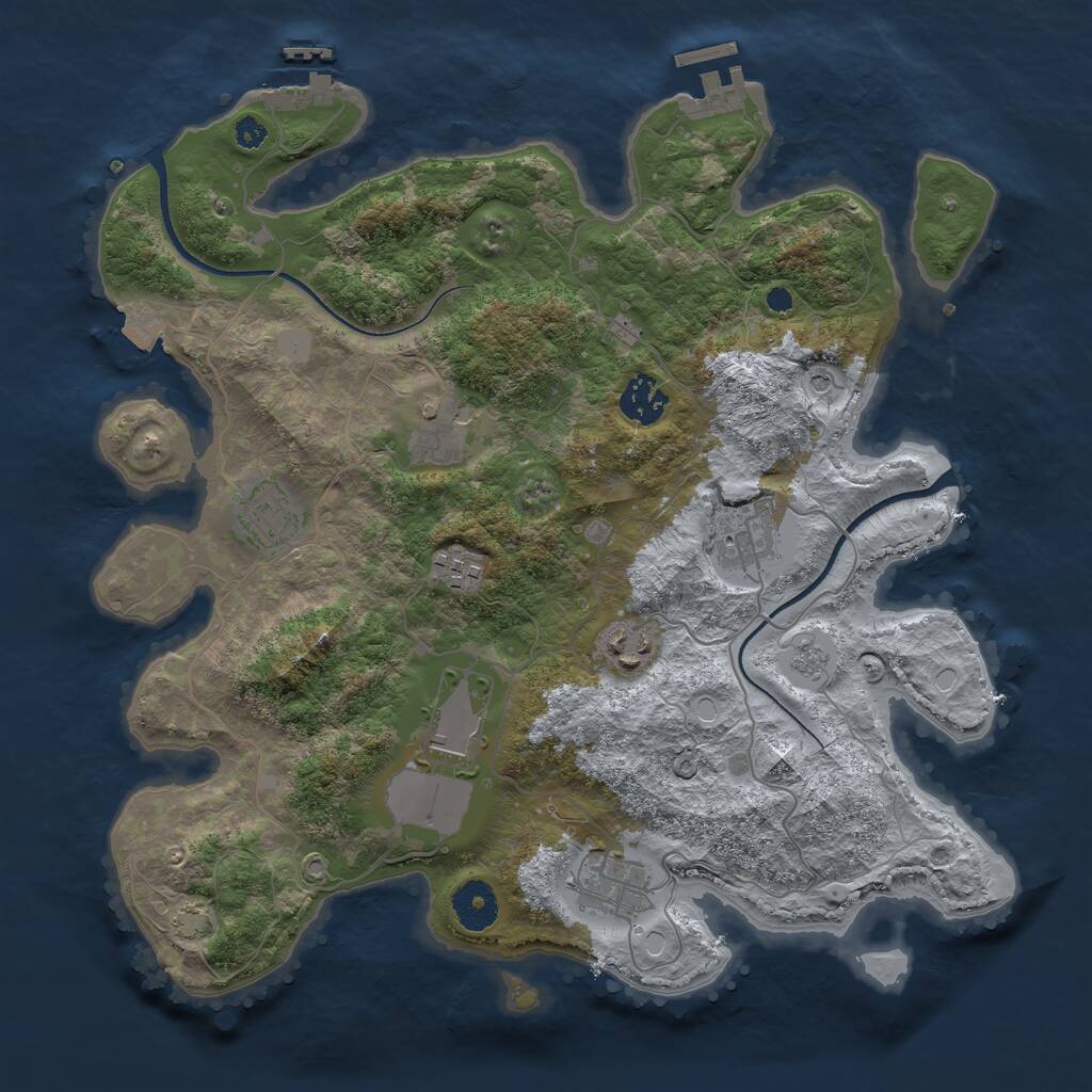 Rust Map: Procedural Map, Size: 3500, Seed: 1630118773, 14 Monuments