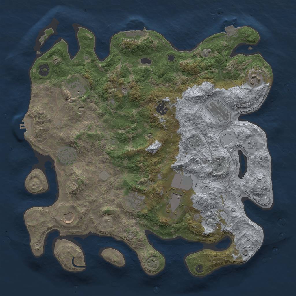 Rust Map: Procedural Map, Size: 3750, Seed: 87568010, 18 Monuments