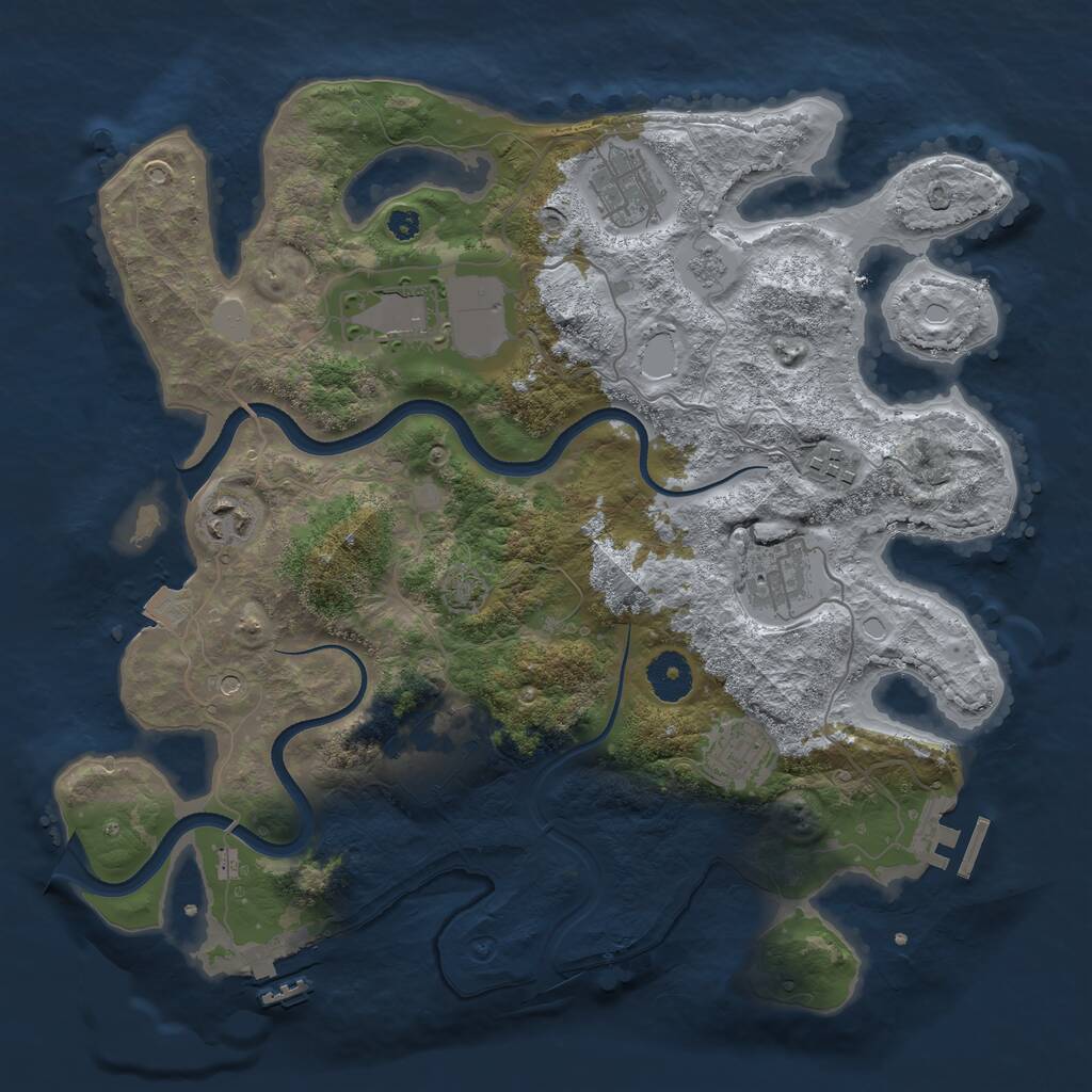 Rust Map: Procedural Map, Size: 3500, Seed: 106785081, 13 Monuments