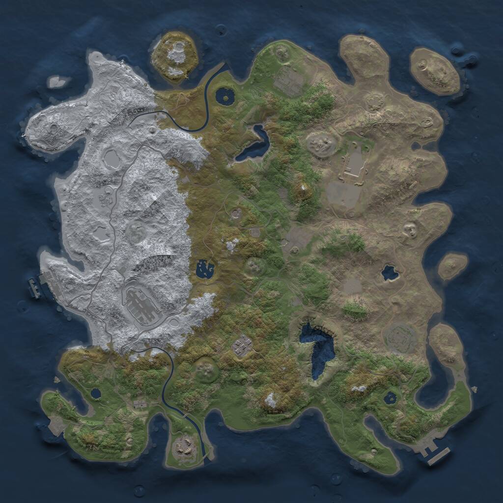 Rust Map: Procedural Map, Size: 4000, Seed: 735052300, 14 Monuments