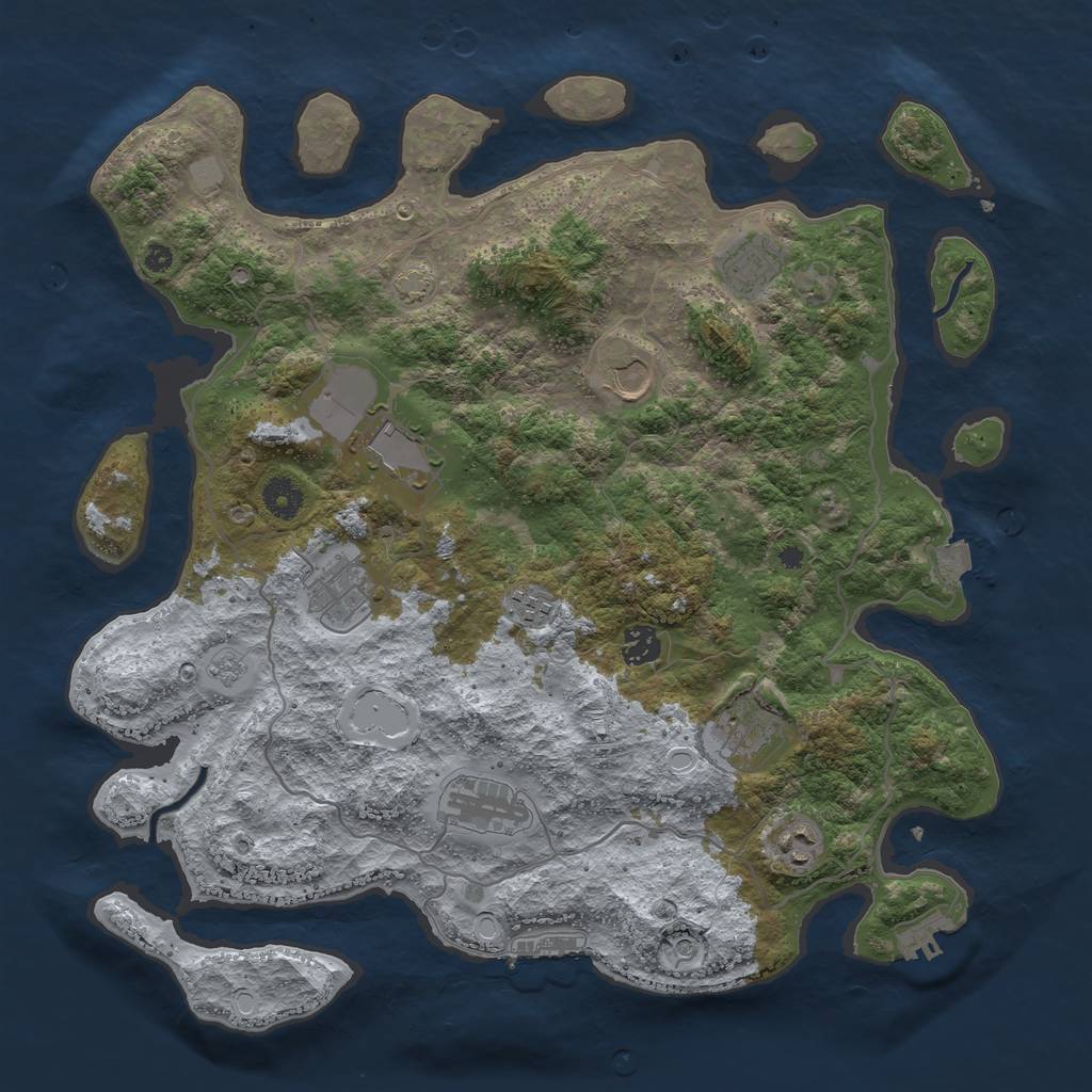 Rust Map: Procedural Map, Size: 4000, Seed: 1707016511, 17 Monuments