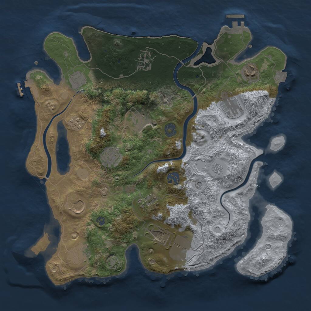 Rust Map: Procedural Map, Size: 3500, Seed: 96142708, 19 Monuments