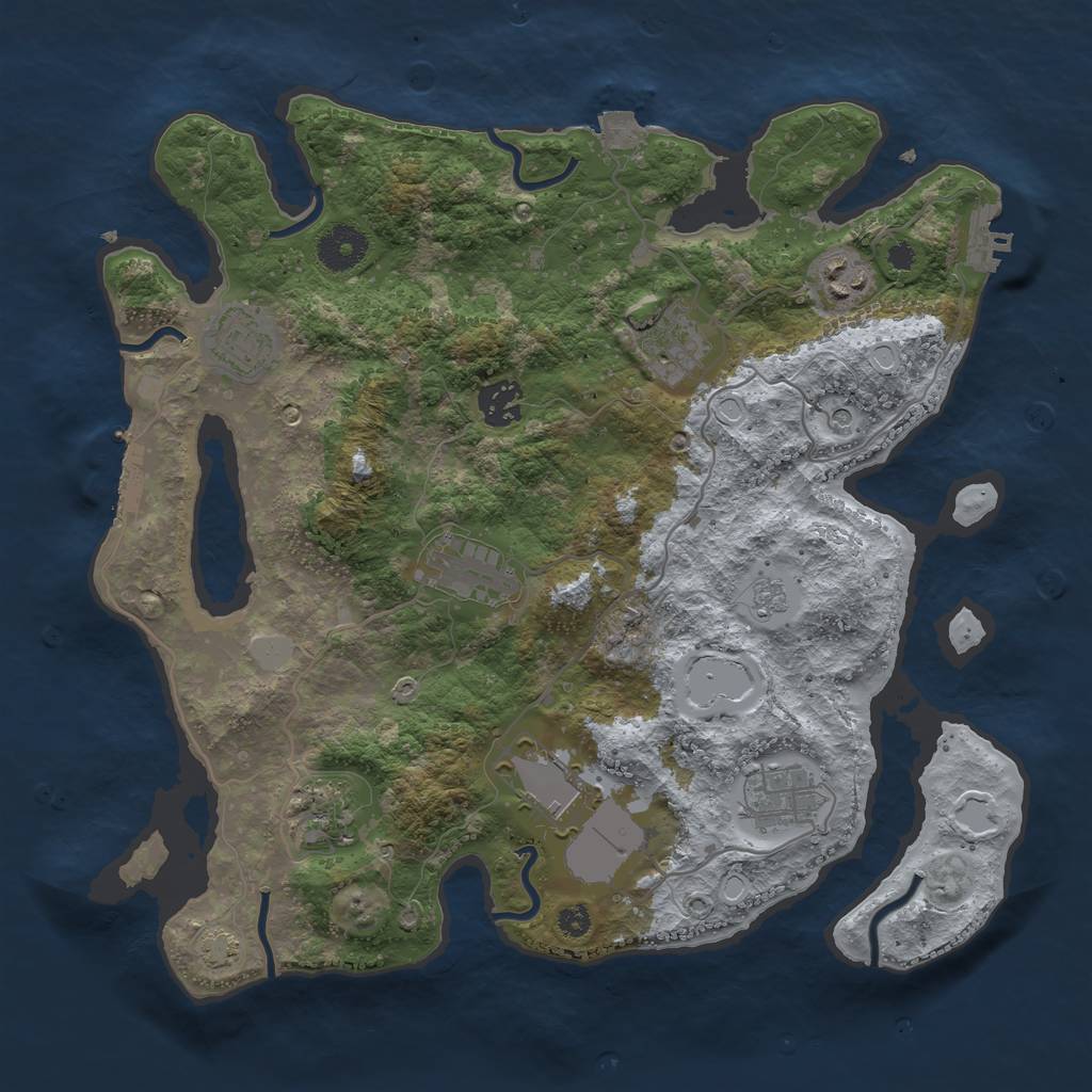 Rust Map: Procedural Map, Size: 3500, Seed: 96142708, 16 Monuments