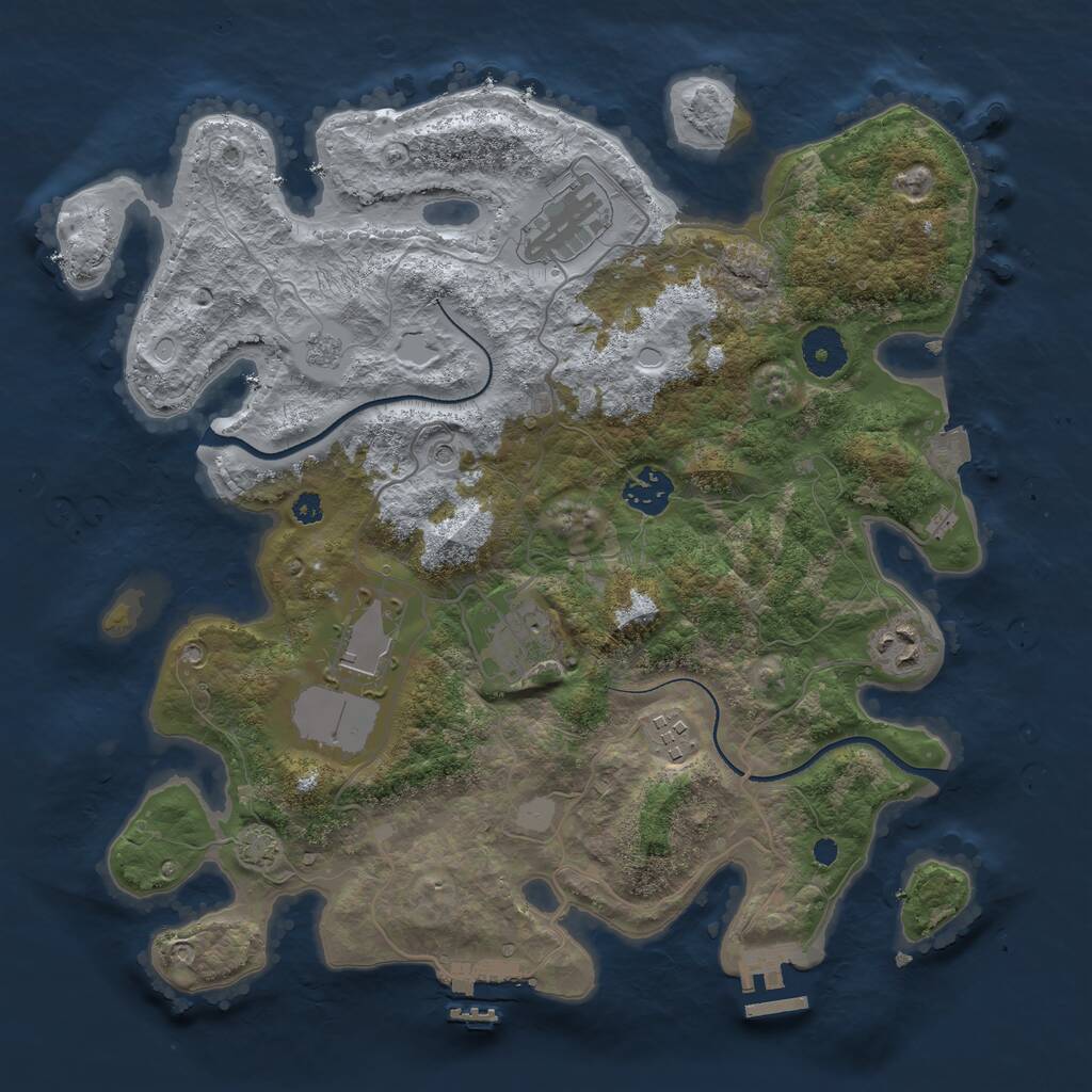 Rust Map: Procedural Map, Size: 3500, Seed: 111002098, 12 Monuments