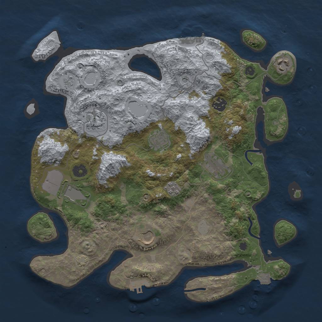 Rust Map: Procedural Map, Size: 3500, Seed: 17208, 16 Monuments