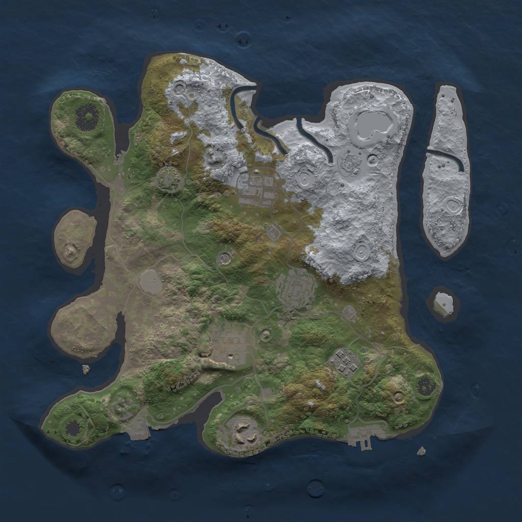 Rust Map: Procedural Map, Size: 3000, Seed: 1579750190, 12 Monuments