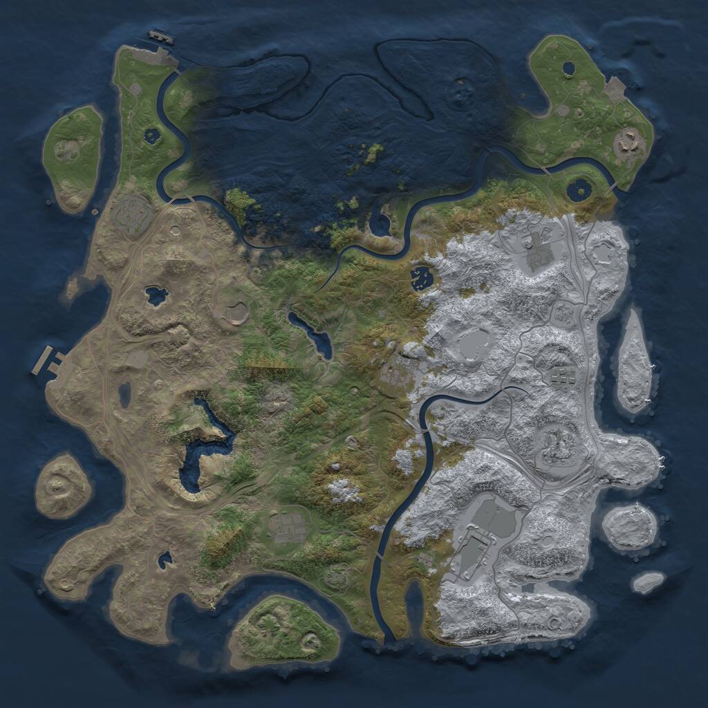 Rust Map: Procedural Map, Size: 4500, Seed: 68377498, 16 Monuments