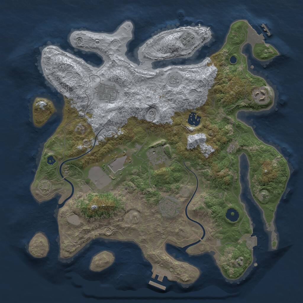 Rust Map: Procedural Map, Size: 3500, Seed: 949638939, 13 Monuments