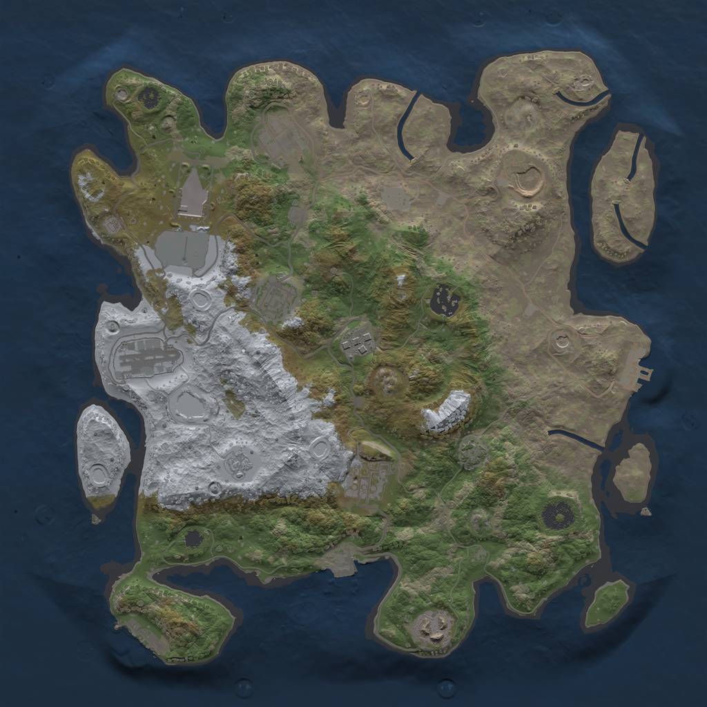 Rust Map: Procedural Map, Size: 3500, Seed: 441197437, 17 Monuments