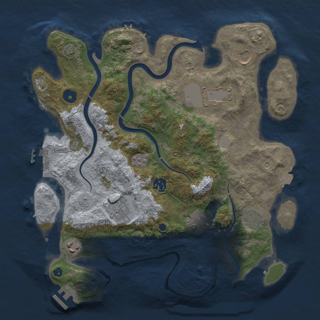 Rust Map: Procedural Map, Size: 3500, Seed: 441197437, 14 Monuments