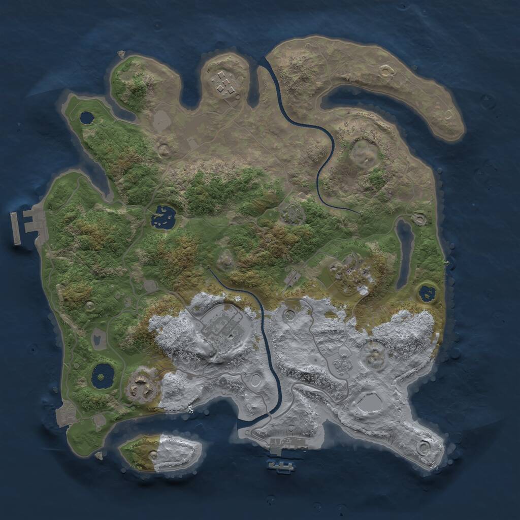 Rust Map: Procedural Map, Size: 3200, Seed: 1324159130, 11 Monuments