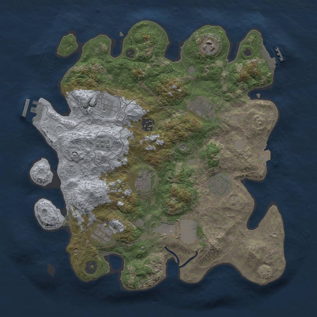 Rust Map: Procedural Map, Size: 3571, Seed: 3633, 15 Monuments