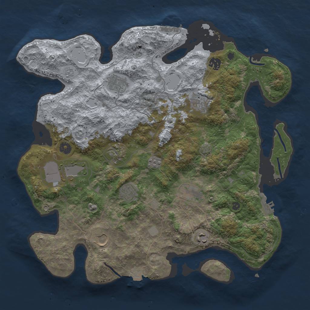 Rust Map: Procedural Map, Size: 3850, Seed: 3324, 18 Monuments
