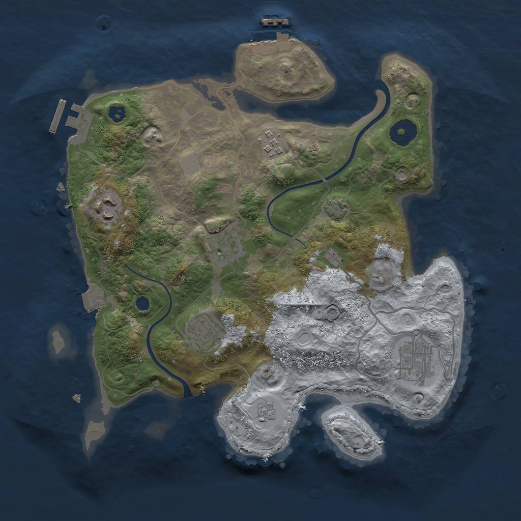Rust Map: Procedural Map, Size: 3000, Seed: 612485, 10 Monuments