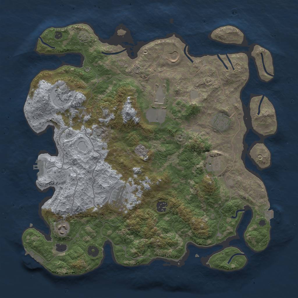 Rust Map: Procedural Map, Size: 4000, Seed: 41122, 17 Monuments