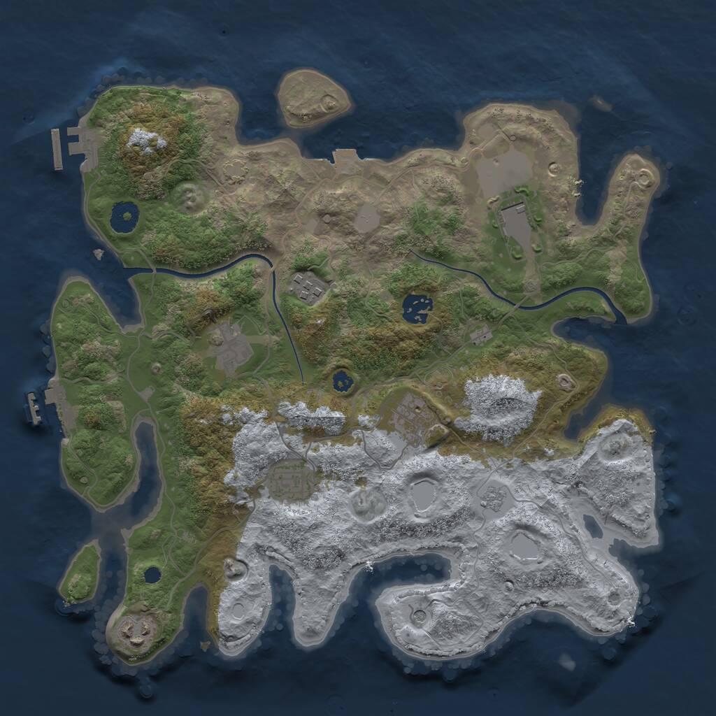 Rust Map: Procedural Map, Size: 3500, Seed: 37163, 13 Monuments