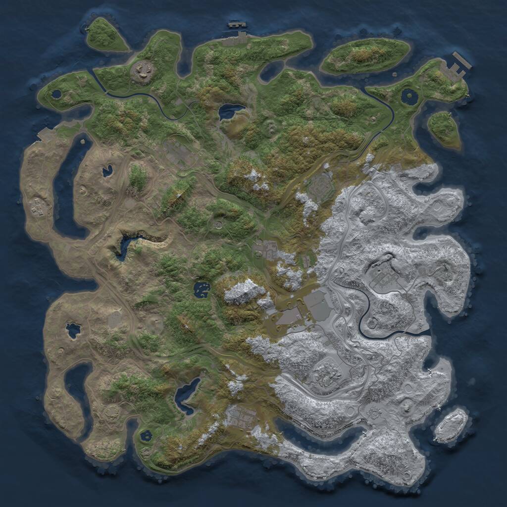 Rust Map: Procedural Map, Size: 4500, Seed: 530204562, 16 Monuments