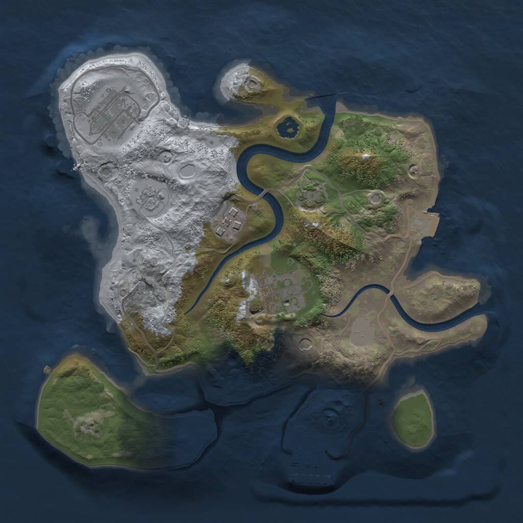 Rust Map: Procedural Map, Size: 2500, Seed: 368477409, 8 Monuments