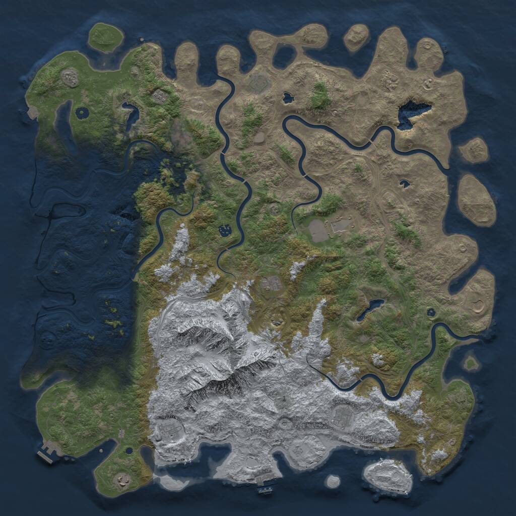 Rust Map: Procedural Map, Size: 6000, Seed: 284968771, 17 Monuments
