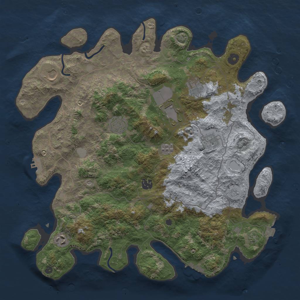 Rust Map: Procedural Map, Size: 4000, Seed: 1310217220, 16 Monuments
