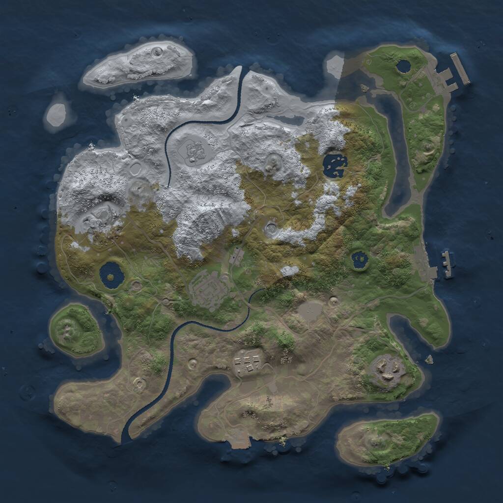 Rust Map: Procedural Map, Size: 3000, Seed: 17208, 10 Monuments