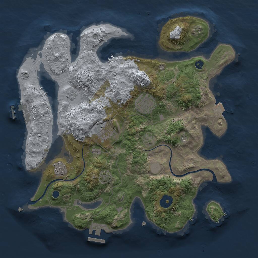 Rust Map: Procedural Map, Size: 3000, Seed: 25382, 9 Monuments